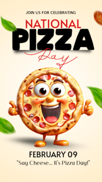 Yellow National Pizza Day Instagram Story template