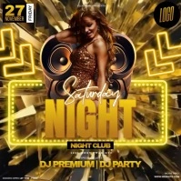 yellow neon club party event design template Persegi (1:1)
