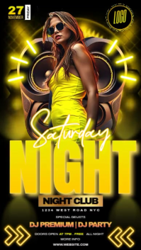 yellow neon club party event design template Instagram Story