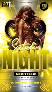 Yellow neon club Party Event Design Template Instagram Story