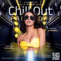 yellow neon club party event square design template Instagram Post