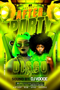 Yellow Neon Disco After Party Banner 4' × 6' Video template
