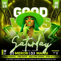 Yellow Neon DJ Event Instagram Post Video template