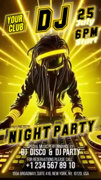 Gul DJ Night Party Digitalt display Template