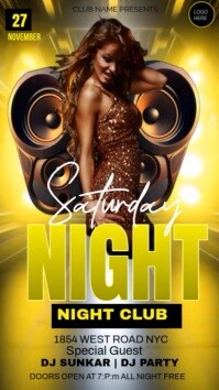 Yellow Neon Neon Night Club Digital Display (9:16) template