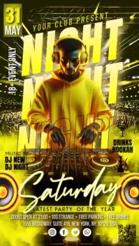 Yellow Neon Night Club Party Digital Display Video template