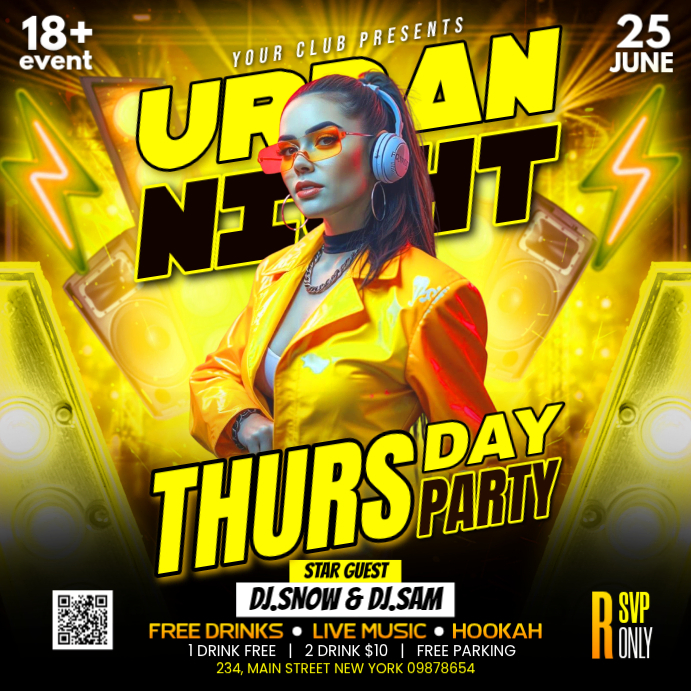 Image showcasing Urban Night Party Instagram Ad Template | PosterMyWall