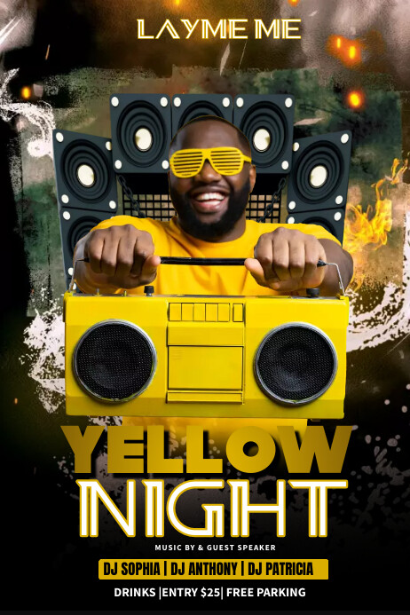 Copy of Yellow Night Party | PosterMyWall
