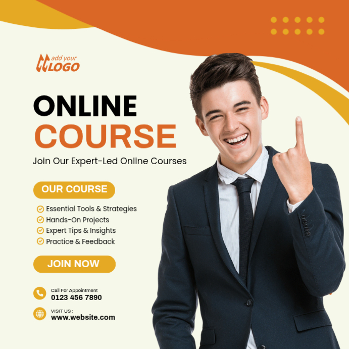 Copy of Yellow Online Course Promotion Instagram Post | PosterMyWall