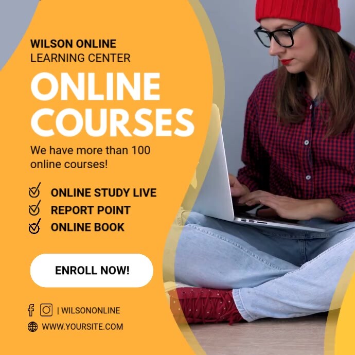 Yellow Online Video Courses Tuition Ad Template PosterMyWall Yellow Online Video