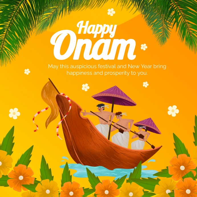Yellow Orange Festive Happy Onam Greeting Ins Instagram Plasing template