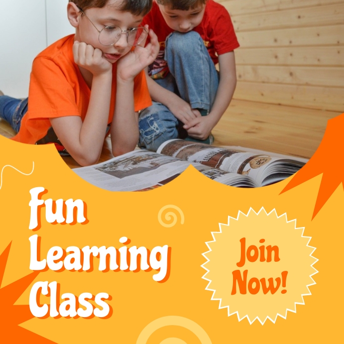 Individual Class Post Yellow Orange Fun Learning Class Post Template | PosterMyWall
