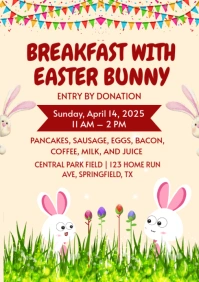 Yellow Pastel Breakfast With The  Easter Bunny Flyer A4 template