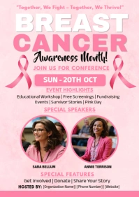 Yellow Pastel Breat Cancer Awareness Month A5 template