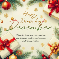 Yellow Pastel December Birthday Card  Logo template
