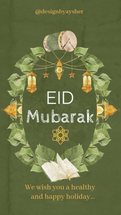 Yellow Pastel Eid Mubarak Design  Instagram Reel template