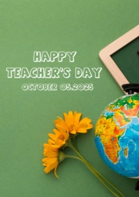 Yellow Pastel Happy Teacher's Day October 5th 2025 A5 template