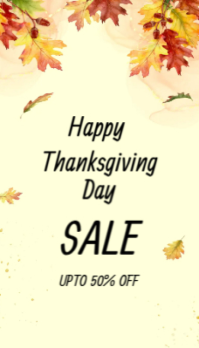 Yellow Pastel Happy Thanksgiving Sale Offer Business Card template