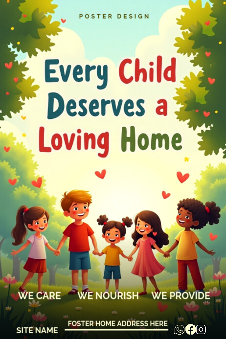 Yellow Pastel Heartwarming Foster Care Awareness Poster Design Template ...