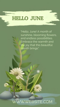 Yellow Pastel Hello June Digital Display (9:1 template