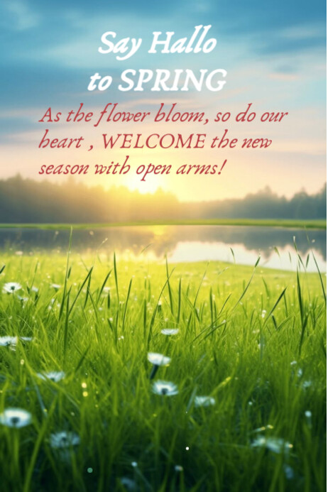 Yellow Pastel Say Hallow To Spring Poster-template | PosterMyWall