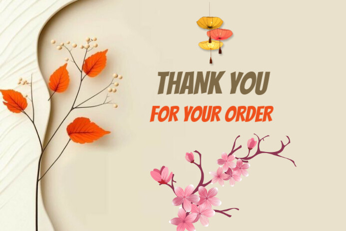 Yellow Pastel Thank You For Order Banner 4' × 6' Banier 4’×6’ template