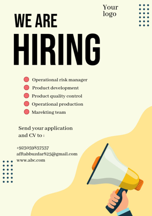 Yellow Pastel We Are Hiring  A4 template