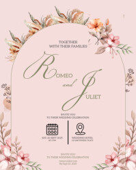 Yellow Pastel Wedding Invitation Instagram Portrait template