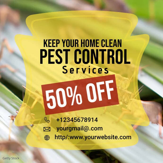 Yellow Pest Control Services Instagram Post Template | PosterMyWall