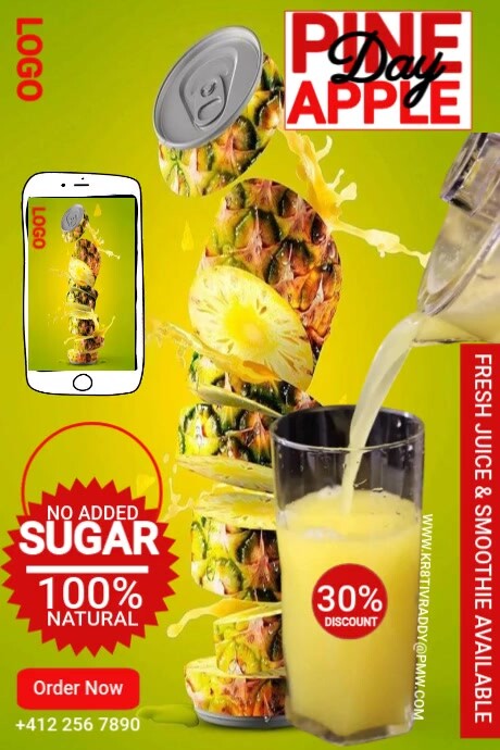 Yellow  Pineapple Day  Poster 海报 template