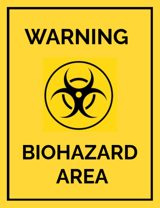 Modèle Yellow Printable Biohazard Area Warning Sign Yellow And Black ...