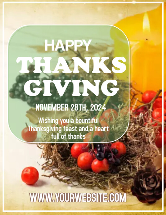 Yellow Profesional Happy Thanksgiving Pamflet (letter As) Flyer (US Letter) template
