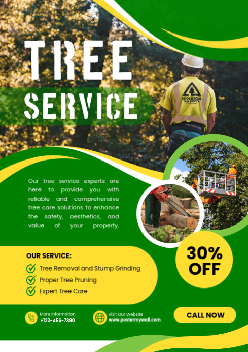 Copy of Yellow Profesional Tree Service A4 | PosterMyWall