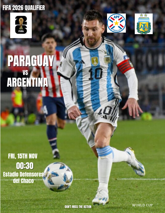 Yellow Professional Argentina Vs Paraguay Matchday Flyer (us Letter ...