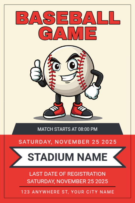 Yellow Professional Baseball Game Poster Template | PosterMyWall