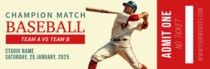 Yellow Professional Baseball Match Ticket Twitter Banner template