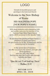 Yellow Professional Bishop Of Rome New Pope Poster template