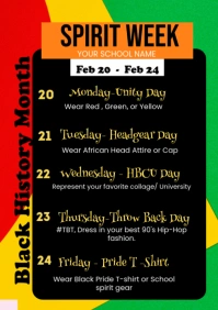 Yellow Professional Black History Month Spirit Week A4 template