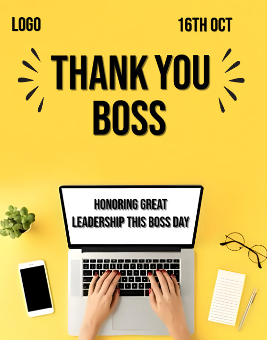 Boss Program Flyer Yellow Professional Boss Day Poster/wallboard Template | PosterMyWall