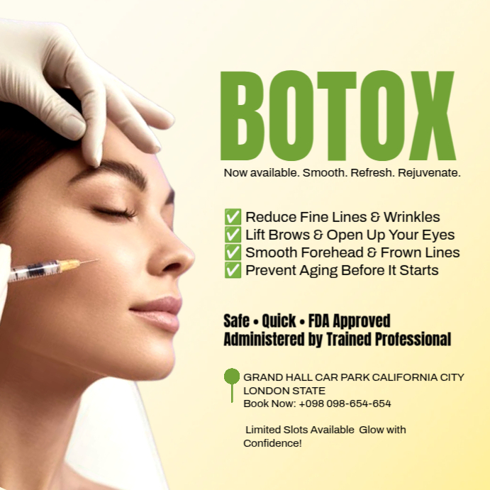 Yellow Professional Botox Treatment Template Design Instagram Post ...