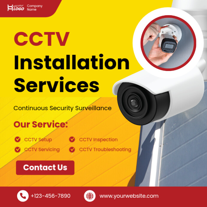 Yellow Professional Camera Setup, Home Security Instagram Post Template ...