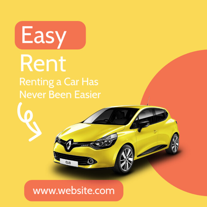 Yellow Professional Car Rental  Instagram Post template