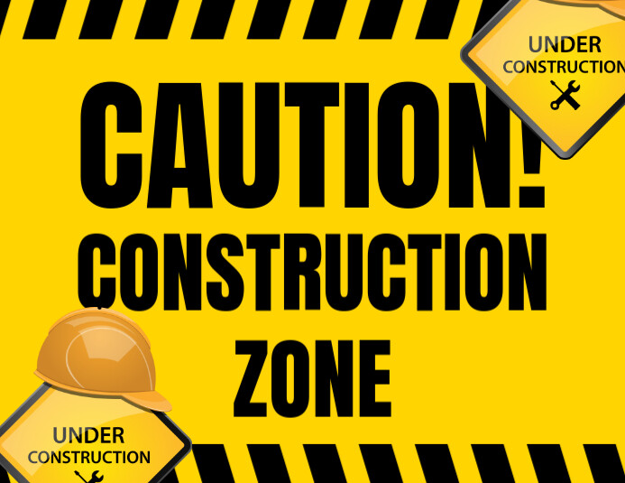 Yellow Professional Caution Construction Zone Flyer (us Letter) template