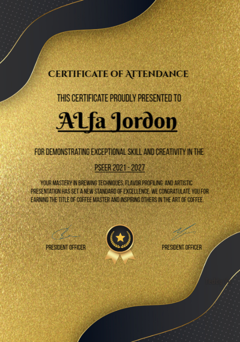 Yellow Professional Certificate Of Attendance Templates A5