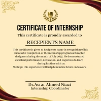 Yellow Professional Certificate Of Internship  Instagram Post template
