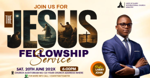 Yellow Professional Church Fellowship Service Facebook Shared Image template