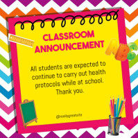 Yellow Professional Classroom Announcement Instagram Post template