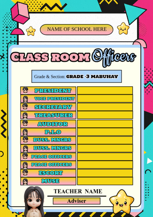Copy of Yellow Professional Classroom Officers Poster A4 | PosterMyWall