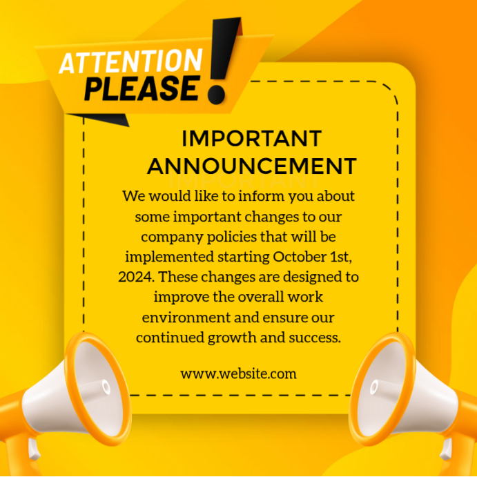 Copy of Yellow Professional Company Policy Announcement Instagram Post ...