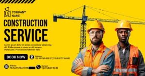 Yellow Professional Construction Service Facebook Shared Image template